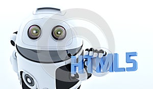 Robot android holding html5 sign