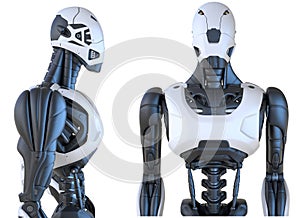 Robot android isolated on white