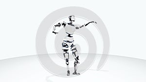 robot android woman dancing. Sci-fi stylish robotic girl. Cute robot woman. CG animation.
