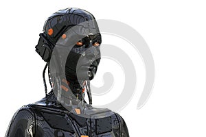 Robot Android Woman Humanoid - isolated in white background