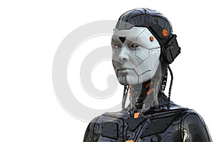 Robot Android Woman Humanoid - isolated in white background