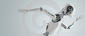 Robot android woman running