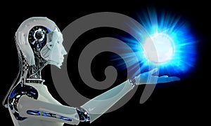 Robot android women with light