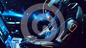 robot androit pilot of the spaceship of the future