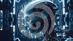 robot androit pilot of the spaceship of the future