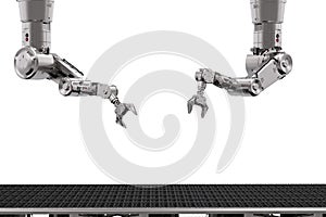 Robot arm with conveyor line