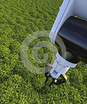 Robot arm farming crops 3d render