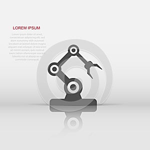 Robot arm icon in flat style. Mechanic manipulator vector illustration on white isolated background. Machine business concept