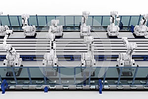 Robot arms with conveyor line