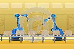 Robot arms with conveyor line