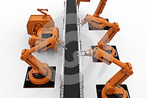 Robot arms with conveyor line