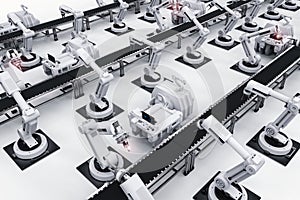 Robot arms with conveyor line