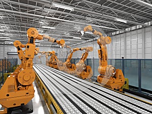Robot arms with conveyor line