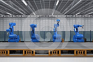 Robot arms with conveyor line