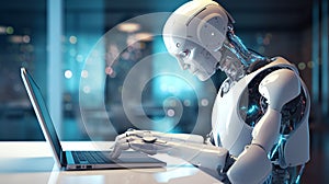 Robot, Artifficial intelligence taking human jobs, futuristic photo