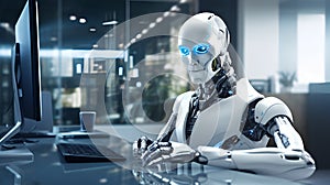 Robot, Artifficial intelligence taking human jobs, futuristic photo