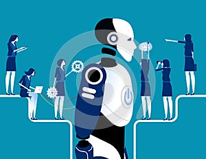 Robot or Artificial intelligence. Concept technology futuristic vector illustration, Analyze, plan, design and create. Cartoon