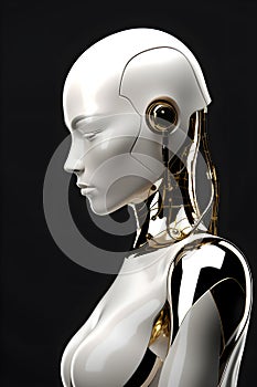 Robot with artificial intelligence connected to a neural network structure.