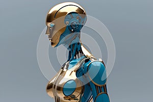 Robot with artificial intelligence connected to a neural network structure.