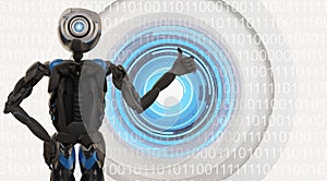 Robot artificial intelligence data visualization machine learning or data scan 3d-illustration