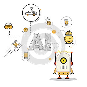Robot with artificial intelligence icon pack