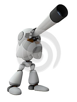 A robot with artificial intelligence that predicts the future with a telescope.