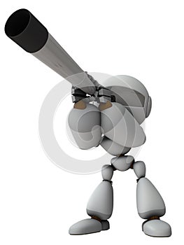 A robot with artificial intelligence that predicts the future with a telescope.