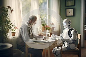 A robot as a carer in a retirement home generated by artificial intelligence