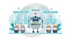 Robot Assembly Line: Automated Manufacturing Process, vector design Generative AI