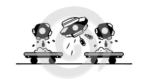 Robot Assembly Line for Automation and Manufacturing, vector design Generative AI