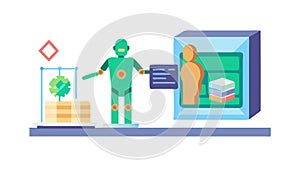 Robot Assistant Human Interaction, vector design Generative AI