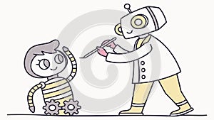 Robot Assisting Child, Future Technology and Learning, vector design Generative AI