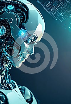 robot with background. background with artificial intelligence. Card temp