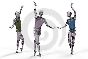 Robot ballet dancers, 3D illustration