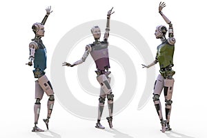 Robot ballet dancers, 3D illustration