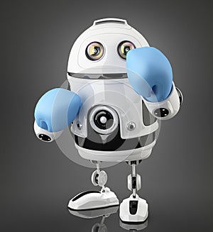 Robot with blue boxing gloves. Isolated. Contains clipping path.