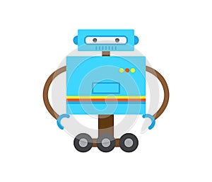 Robot of Blue Color with Hands Vector Illustration