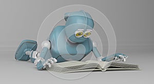 Robot with book,3d render.