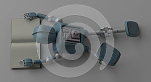 Robot with book,3d render.