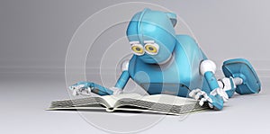Robot with book,3d render