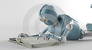 Robot with book,3d render.