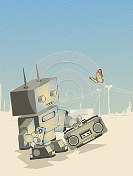 Robot with a boom-box