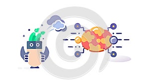 Robot Brain and Artificial Intelligence Vector, vector design Generative AI