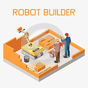 Robot Builder Isometric Illustration