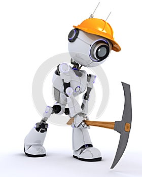 Robot builder with a pickaxe