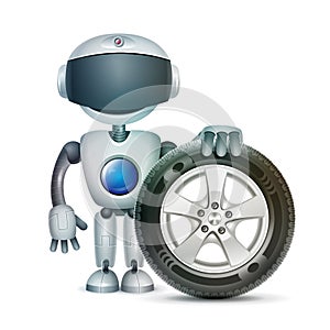 The robot with a car wheel, vector