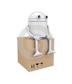 Robot with cardboard box