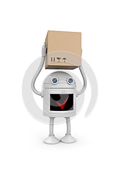 Robot with cardboard box