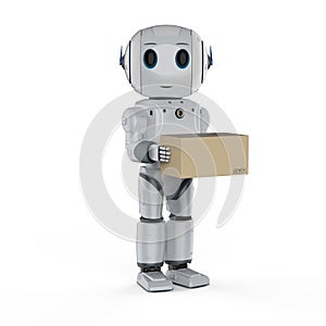 Robot with cardboard box