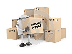 Robot with cardboard boxes